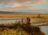 Wind River Country ( circa 1859) by Albert Bierstadt, oil on paper laid on canvas, sold Jul 2017