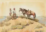Break on the Trail by Edward Borein, watercolor on paper, sold Jul 2017