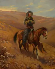 Edward Borein, Trail Boss, Still Riding High, 1906, oil on canvas