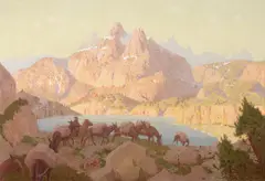 Conrad Buff, Mule Train Through the Minarets ( circa 1928), oil on canvas