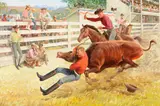 John Clymer, Hometown Rodeo, oil on board