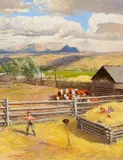 John Clymer, Practice Makes Perfect, oil on board