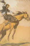 Maynard Dixon, The Buckaroo, mixed media on paper