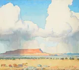 Maynard Dixon, Rain on the Mesa, 1945, watercolor on paper