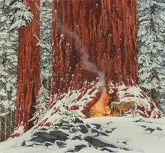 Bev Doolittle, Christmas Day, Give or Take a Week, watercolor on paper