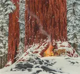 Bev Doolittle, Christmas Day, Give or Take a Week, watercolor on paper
