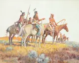 Nick Eggenhofer, War Party, gouache on paper
