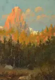 Mountain Landscape by John Fery, oil on board, sold Jul 2017