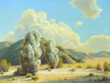 Sun-Kissed Smoke Trees by Paul Grimm, 1968, oil on canvas, sold Jul 2017