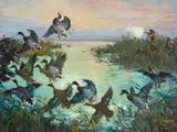 Frank B. Hoffman, Duck Hunting, oil on board