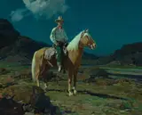 Moonlight on the Ranch by Frank Tenney Johnson, 1925, oil on canvas, sold Jul 2017