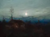 Cabin by Moonlight by Sydney Laurence, oil on canvas laid on board, sold Jul 2017