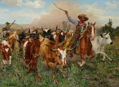 Richard Lorenz, The Herders, oil on canvas