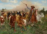 Richard Lorenz, The Herders, oil on canvas