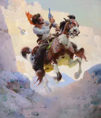 William Robinson Leigh, A Close Call, 1943, oil on canvas