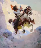 William Robinson Leigh, A Close Call, 1943, oil on canvas