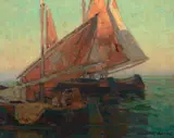 Italian Boats by Edgar Alwin Payne, oil on canvas, sold Jul 2017