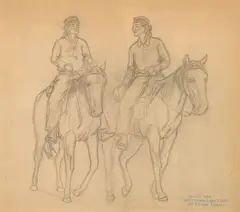 Edgar Alwin Payne, Conversation, circa 1916, pencil on paper