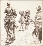 Frederic Remington, Sir, They Are in Sight, pen & ink on paper
