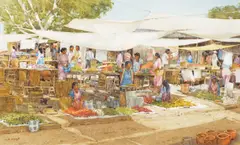 Morris Rippel, Piñata Maker, watercolor on paper