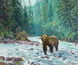 Bear in a Stream by Carl Rungius, oil on canvas, sold Jul 2017