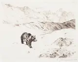 Carl Rungius, An Old Prospector, etching on paper