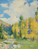 Joseph Henry Sharp, The Old Road to Taos ( circa 1935), oil on canvas