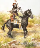 Howard Terpning, Apache, Oil on board