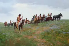 Howard Terpning, Whiskey Smugglers, 1998, gouache on paper