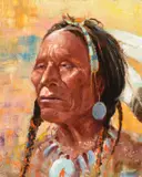 Sioux Chief by Olaf Wieghorst, oil on board, sold Jul 2017