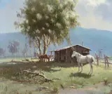 Olaf Wieghorst, Valley Ranch, 1954, oil on canvas