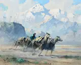 Eustace Paul Ziegler, Crossing Below McKinley, oil on canvas laid on board