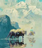 Eustace Paul Ziegler, Packing in Below Mt. McKinley, oil on canvas laid on board