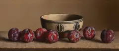 Plums by William Acheff, 1988, oil on canvas, sold Jul 2016