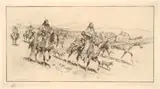 Edward Borein, Blackfoot Women Moving Camp, No. 2 ( with remarque ), etching and drypoint on paper