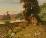 The Piper by E. Irving Couse, oil on canvas laid on board, sold Jul 2016