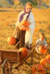 Loren Entz, Pumpkin Harvest, oil on canvas