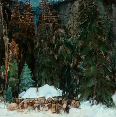 Siberian Christmas by Leon Gaspard, 1935, oil on canvas laid on board, sold Jul 2016