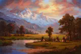 Heinie Hartwig, Camp in the Rockies, oil on board