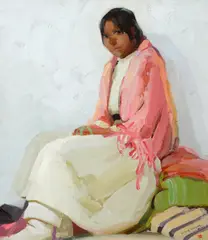 A Pink Shawl ( circa 1920) by William Victor Higgins, oil on board, sold Jul 2016