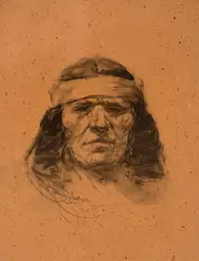 Indian by Frank Tenney Johnson, 1909, pencil & ink wash on paper, sold Jul 2016