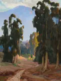 Jean Mannheim, Sierra Madre [or] Mt. Lowe from the Foothill Boulevard ( circa 1919), oil on canvas