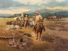 Newman Myrah, Going on Day Herd, oil on canvas