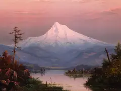 William Samuel Parrott, Mt. Hood, Sunset, oil on board