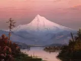 William Samuel Parrott, Mt. Hood, Sunset, oil on board