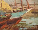 Edgar Alwin Payne, Boat Prows, oil on canvasboard