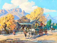 Marjorie Reed, Autumn Trading – Teec Nos Pos, oil on canvas