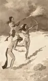 Frederic Remington, The Thunder-Fighters Would Take Their Bows and Arrows, Their Guns, Their Magic Drum, 1892, ink wash on paperboard