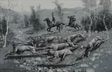 Frederic Remington, Running a Coyote with Hounds in Southern California ( circa 1889 )