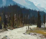 Mountain Stream, Alberta by Carl Rungius, oil on canvas laid on board, sold Jul 2016